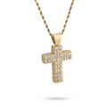 10K Yellow Gold 3.5 CT Natural Diamond Emeralds Religious Cross Pendant Men 12.3 g Charm 43.4 MM