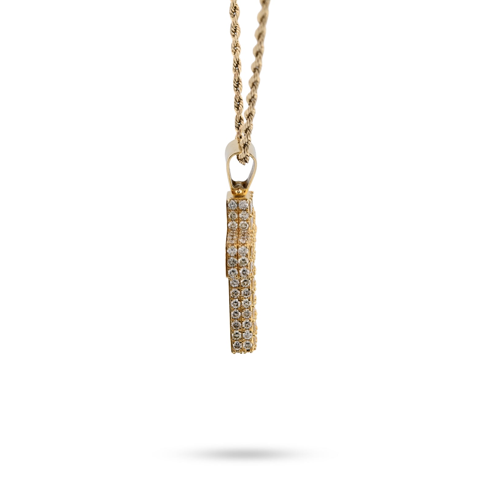 10K Yellow Gold 3.5 CT Natural Diamond Emeralds Religious Cross Pendant Men 12.3 g Charm 43.4 MM