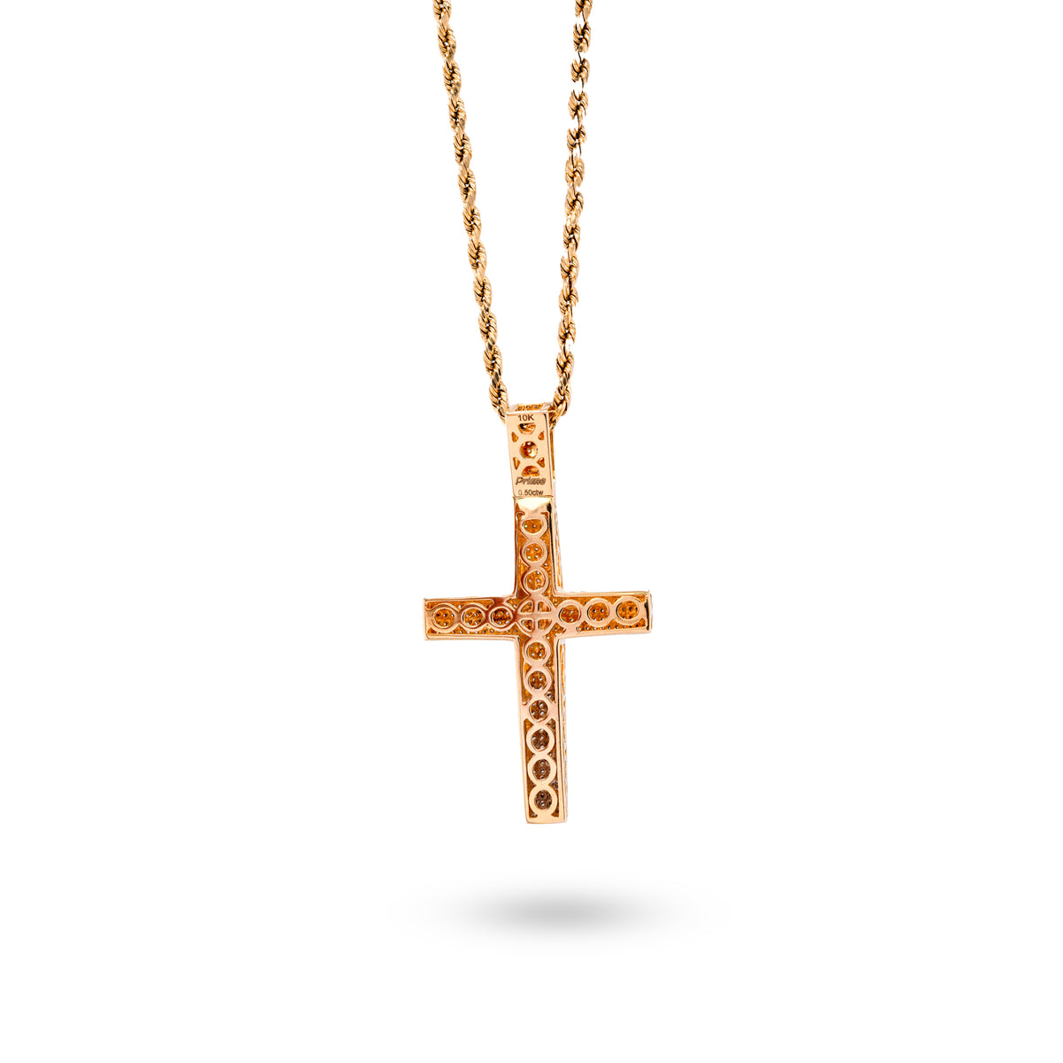 10K Yellow Gold 0.5CT Natural Diamond Religious Cross Charm Men Women Pendant