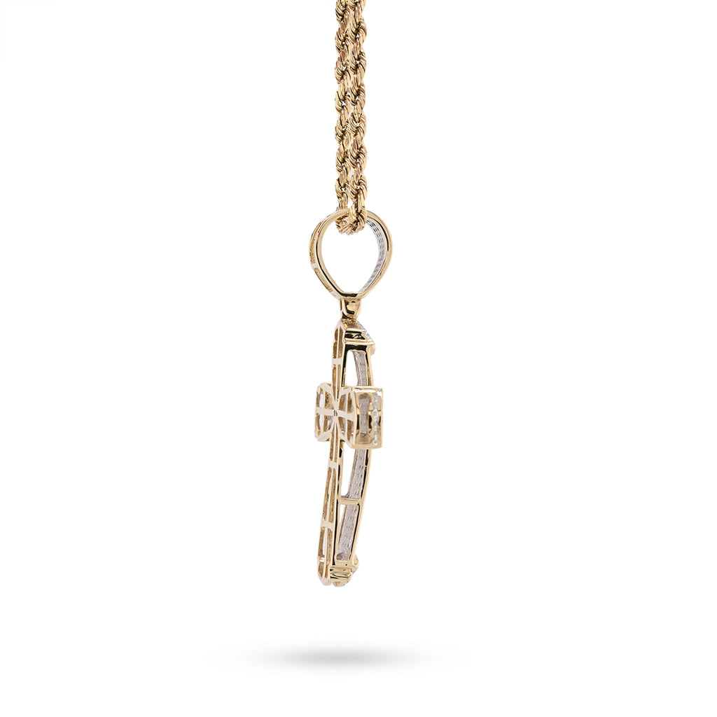10k Yellow Gold 0.35CT Natural Diamond Religious Cross Pendant Men Charm