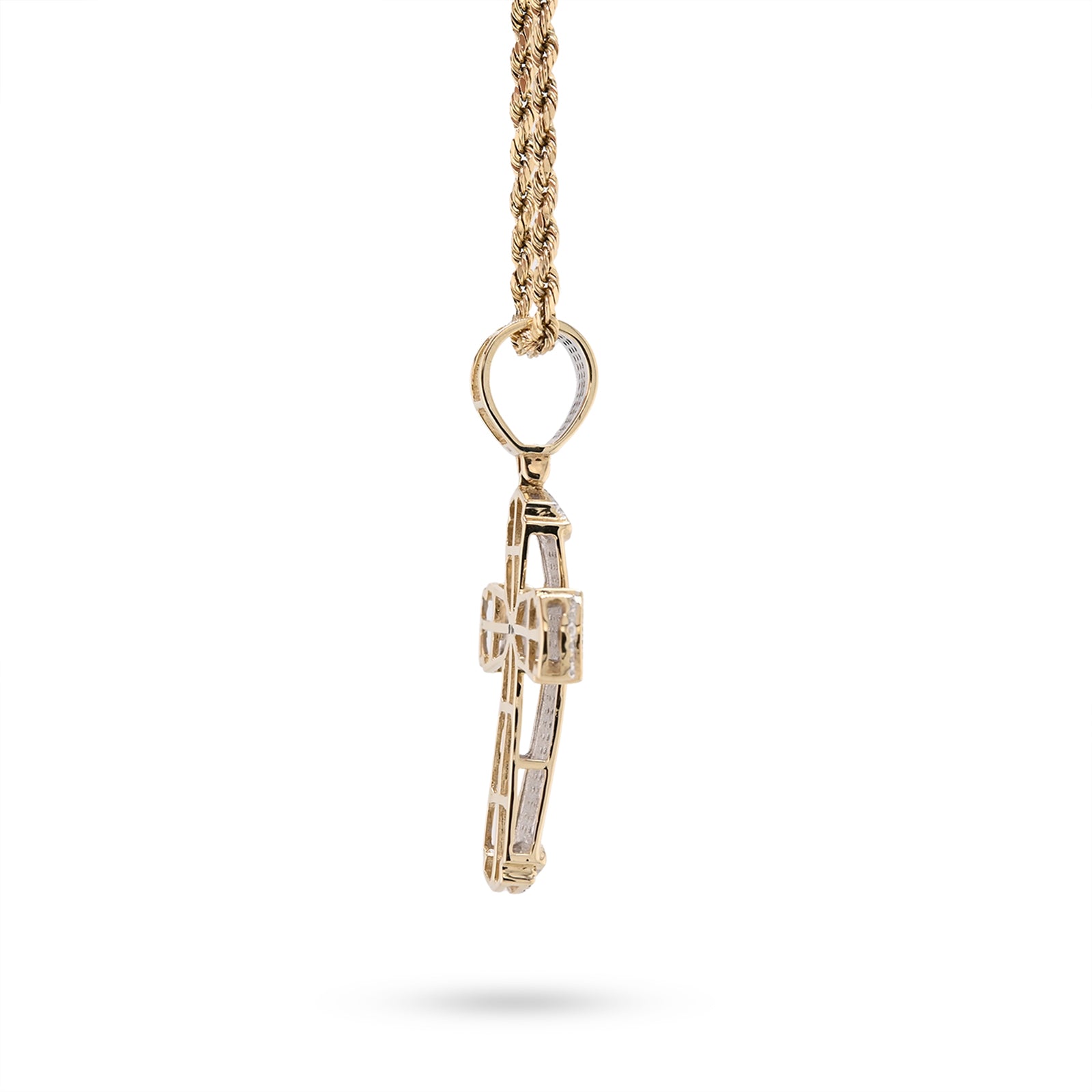 10k Yellow Gold 0.35CT Natural Diamond Religious Cross Pendant Men Charm