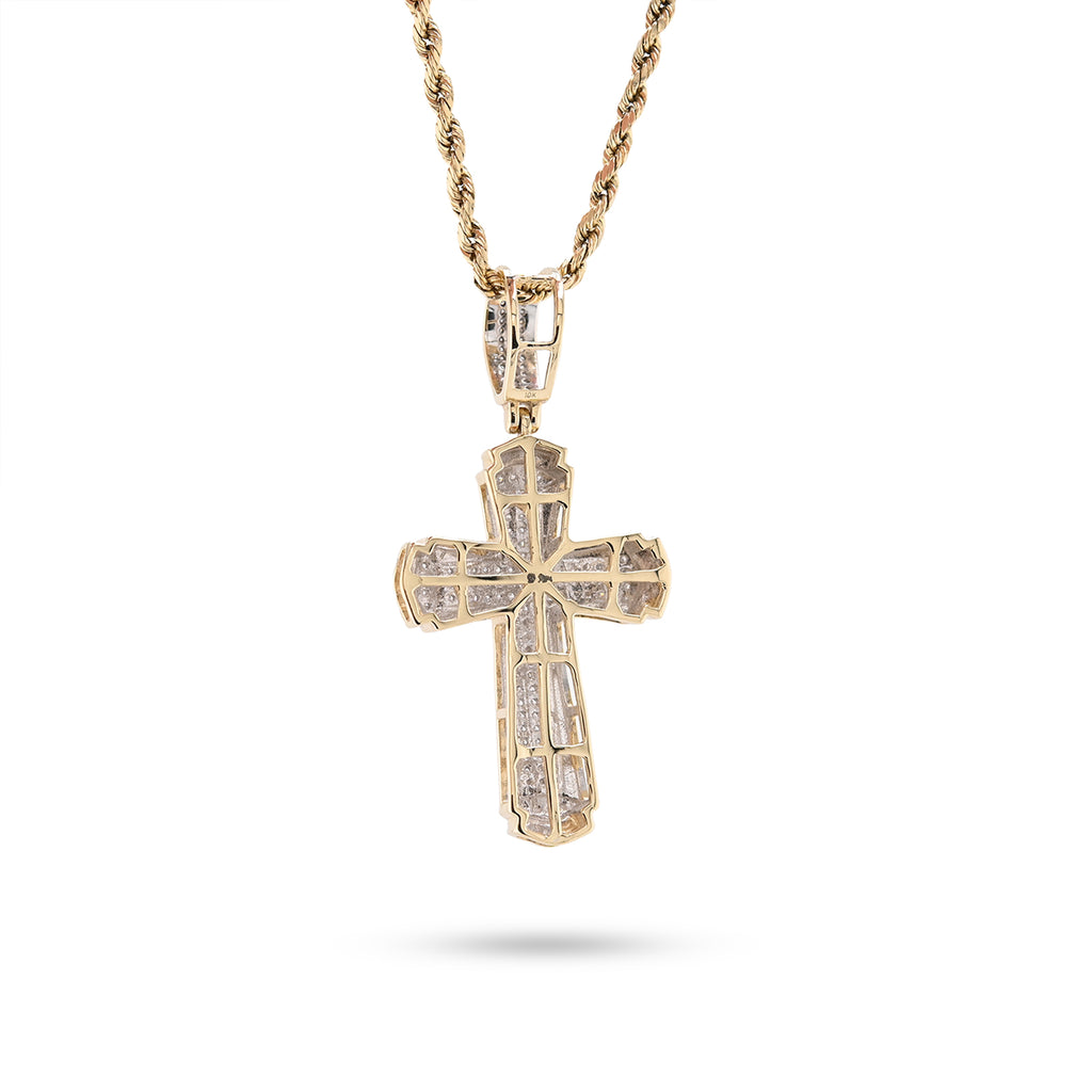10k Yellow Gold 0.35CT Natural Diamond Religious Cross Pendant Men Charm