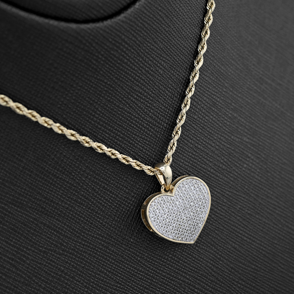 10K yellow Gold 0.45 CT Natural Diamond Heart Pendant Men Women Charm