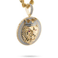 10K Yellow Gold 3 CT Natural Diamond Lion Face Crown Round Shape 89.2 MM Pendant Men Charm 43.6 g