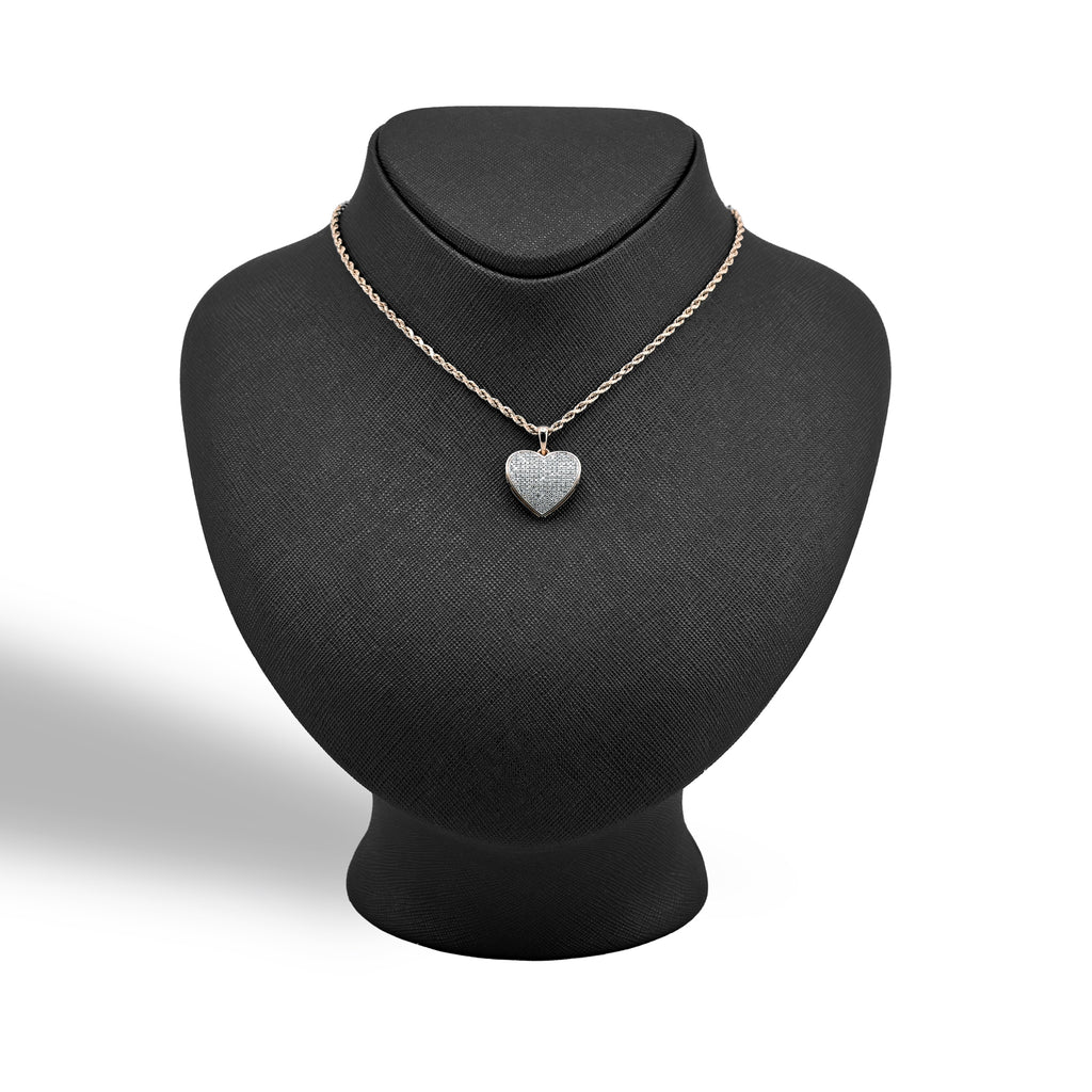 10K yellow Gold 0.45 CT Natural Diamond Heart Pendant Men Women Charm