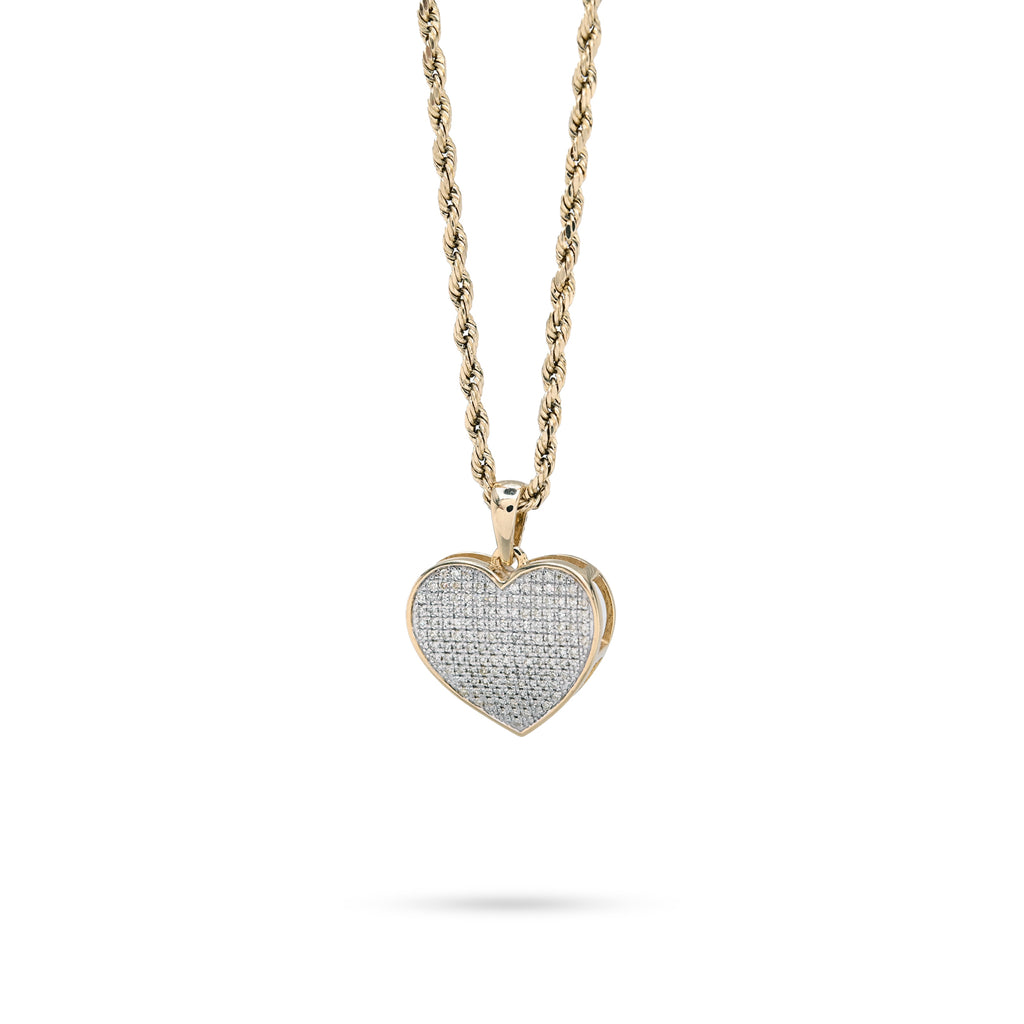 10K yellow Gold 0.45 CT Natural Diamond Heart Pendant Men Women Charm