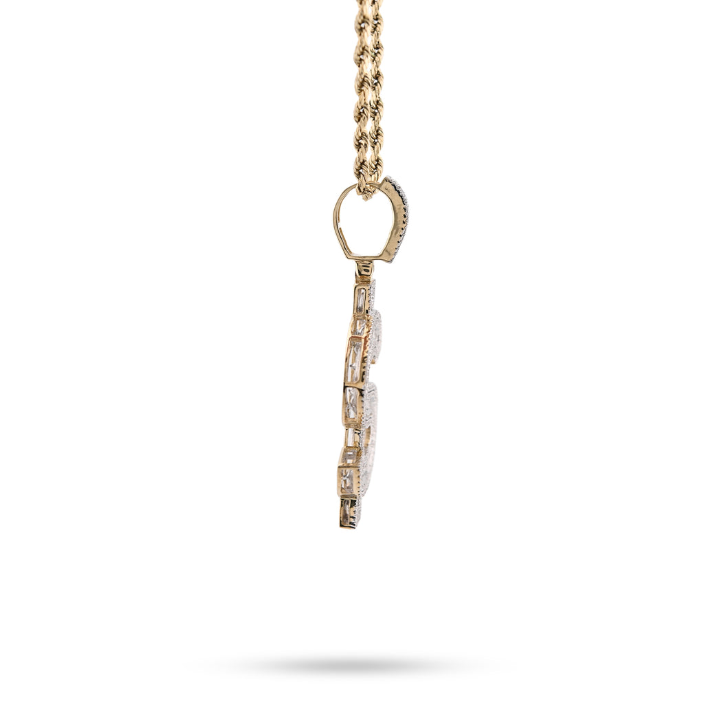 10K Yellow Gold 1.40 CT Natural Diamond "$" Sign Charm Men 48.5 MM Pendant 7 g