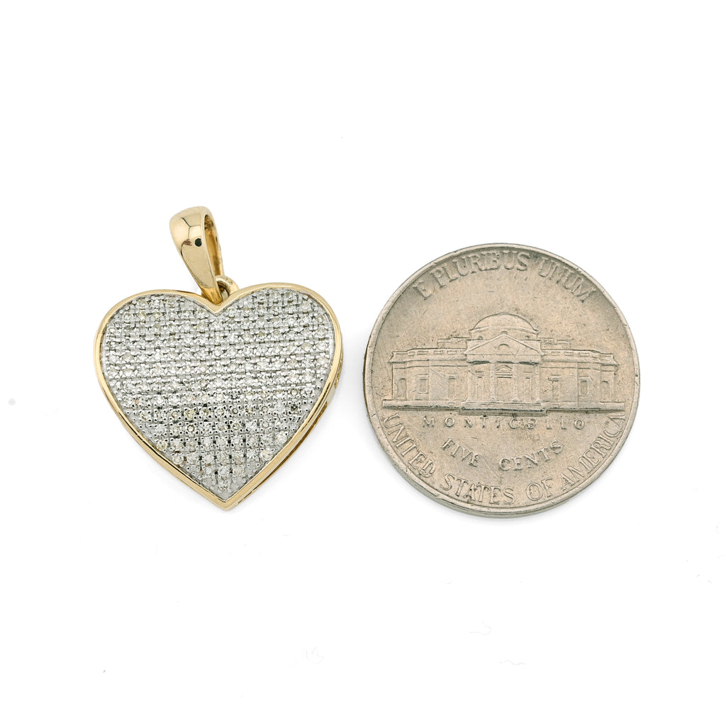 10K yellow Gold 0.45 CT Natural Diamond Heart Pendant Men Women Charm