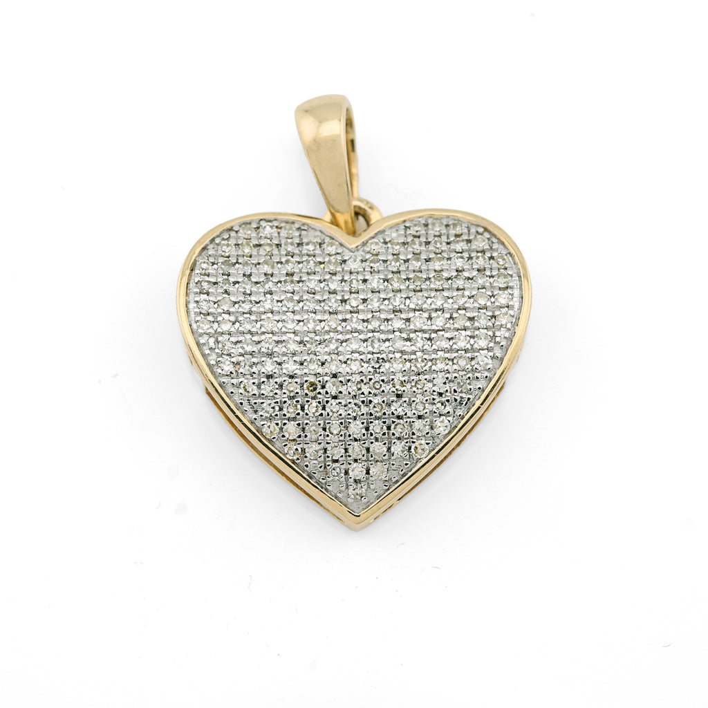 10K yellow Gold 0.45 CT Natural Diamond Heart Pendant Men Women Charm