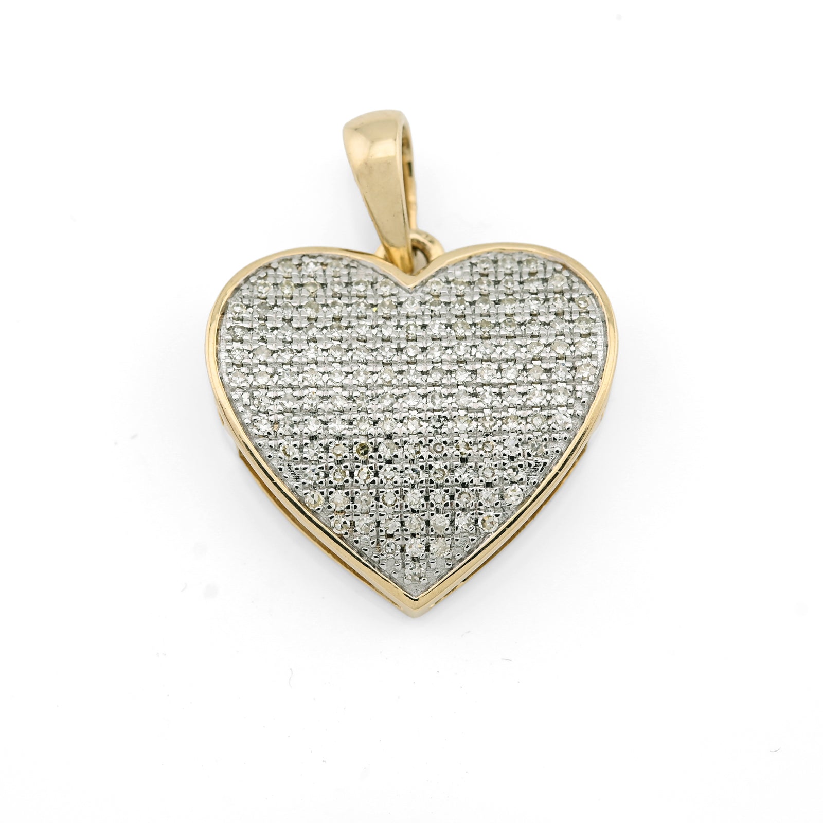 10K yellow Gold 0.45 CT Natural Diamond Heart Pendant Men Women Charm