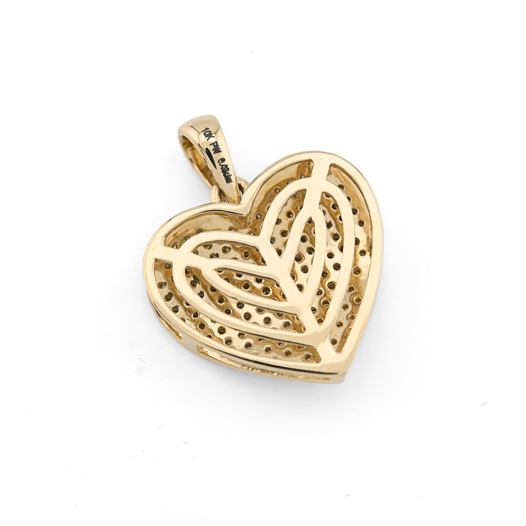 10K yellow Gold 0.45 CT Natural Diamond Heart Pendant Men Women Charm