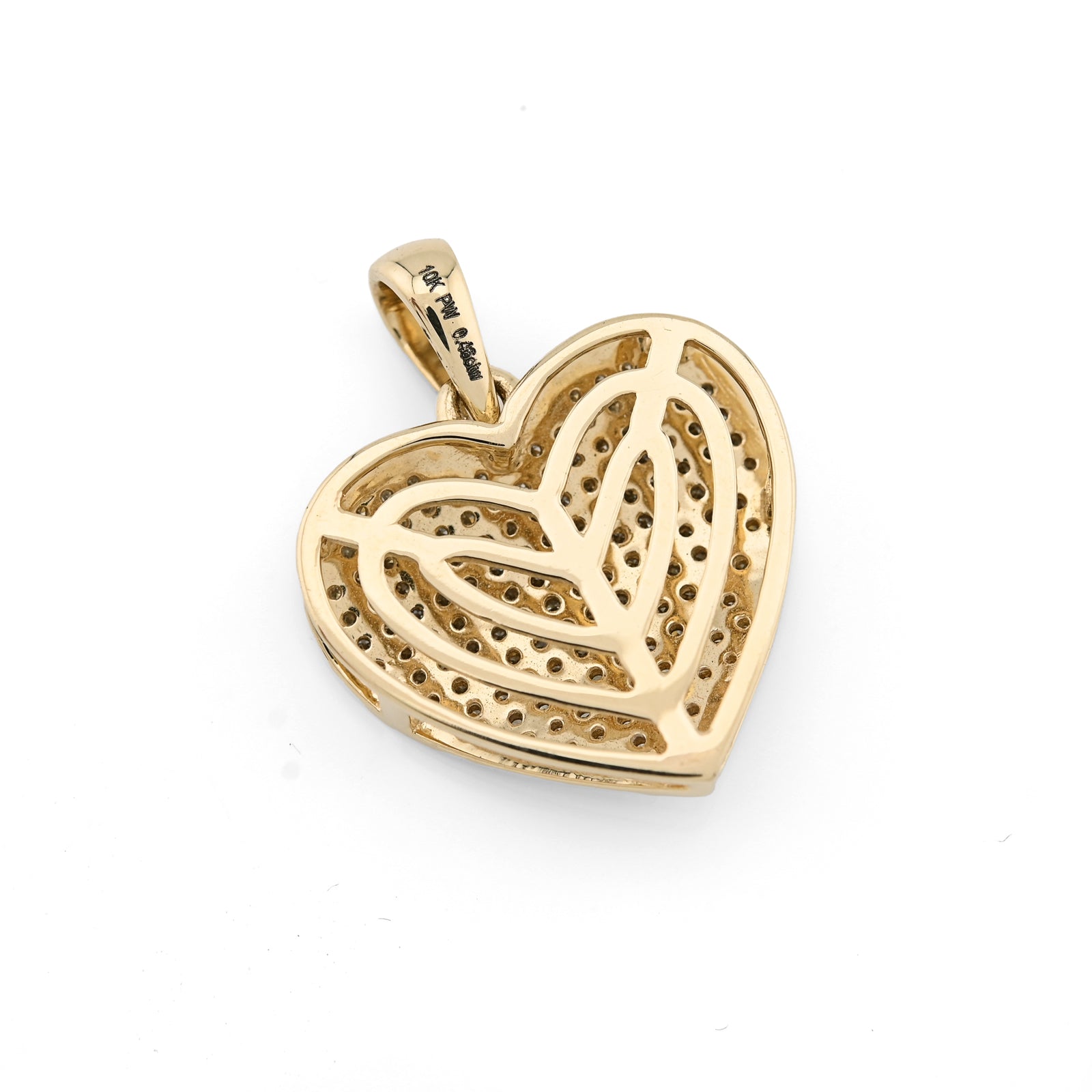 10K yellow Gold 0.45 CT Natural Diamond Heart Pendant Men Women Charm