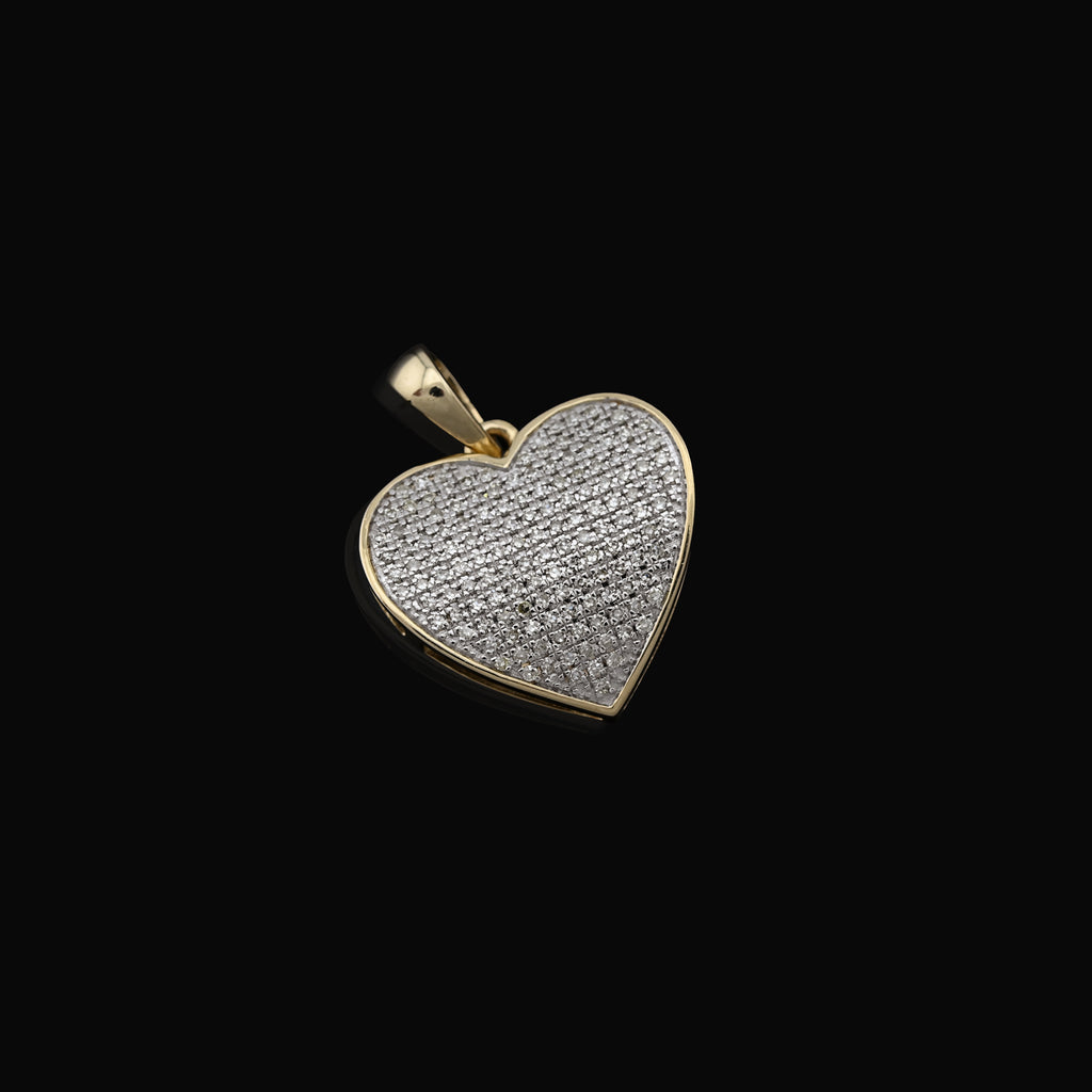 10K yellow Gold 0.45 CT Natural Diamond Heart Pendant Men Women Charm