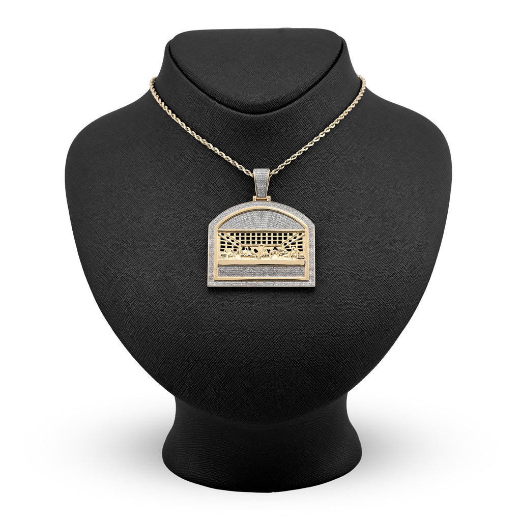 10K Yellow Gold 1040 CTW Natural Diamond Last Supper Pendant 19.9 g Men Charm