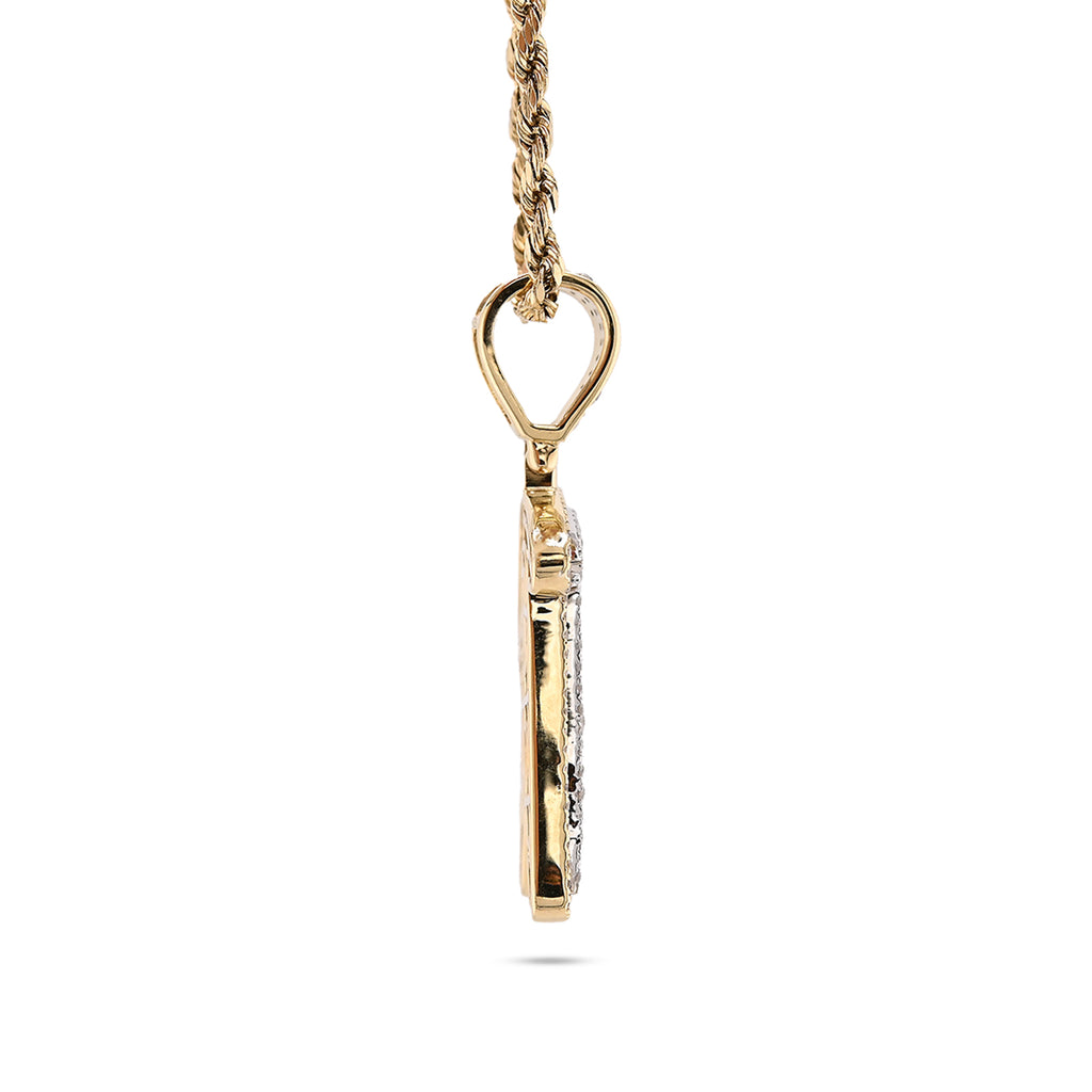 10K Yellow and White Gold 1CT Natural Diamond "R" Initial Alphabet Pendant