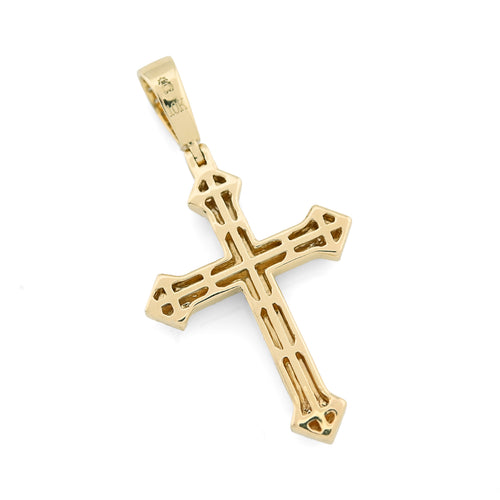 10K Yellow & White Gold 0.69 CT Natural Diamond Religious Cross Pendant 5.7g Men Women Charm