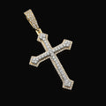 10K Yellow & White Gold 0.69 CT Natural Diamond Religious Cross Pendant 5.7g Men Women Charm