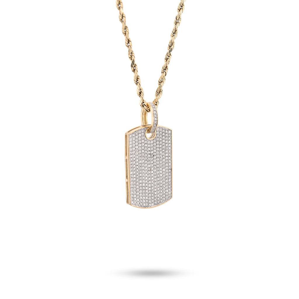 10K Yellow Gold Rectangular 0.65 CT Natural Diamond Charm Men 32.5 MM