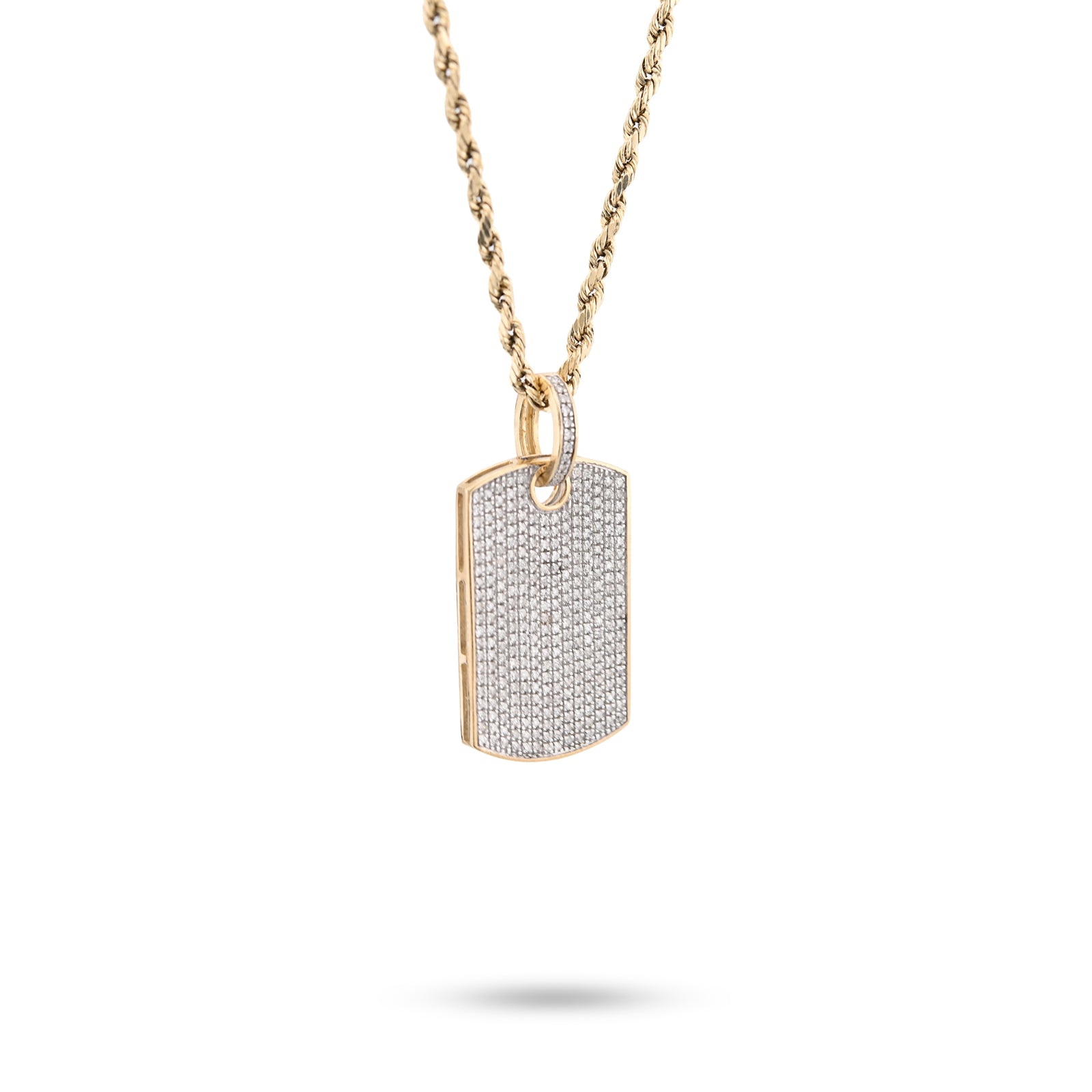 10K Yellow Gold Rectangular 0.65 CT Natural Diamond Charm Men 32.5 MM