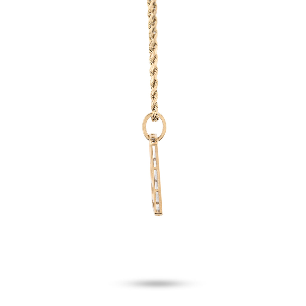 10K Yellow Gold Rectangular 0.65 CT Natural Diamond Charm Men 32.5 MM