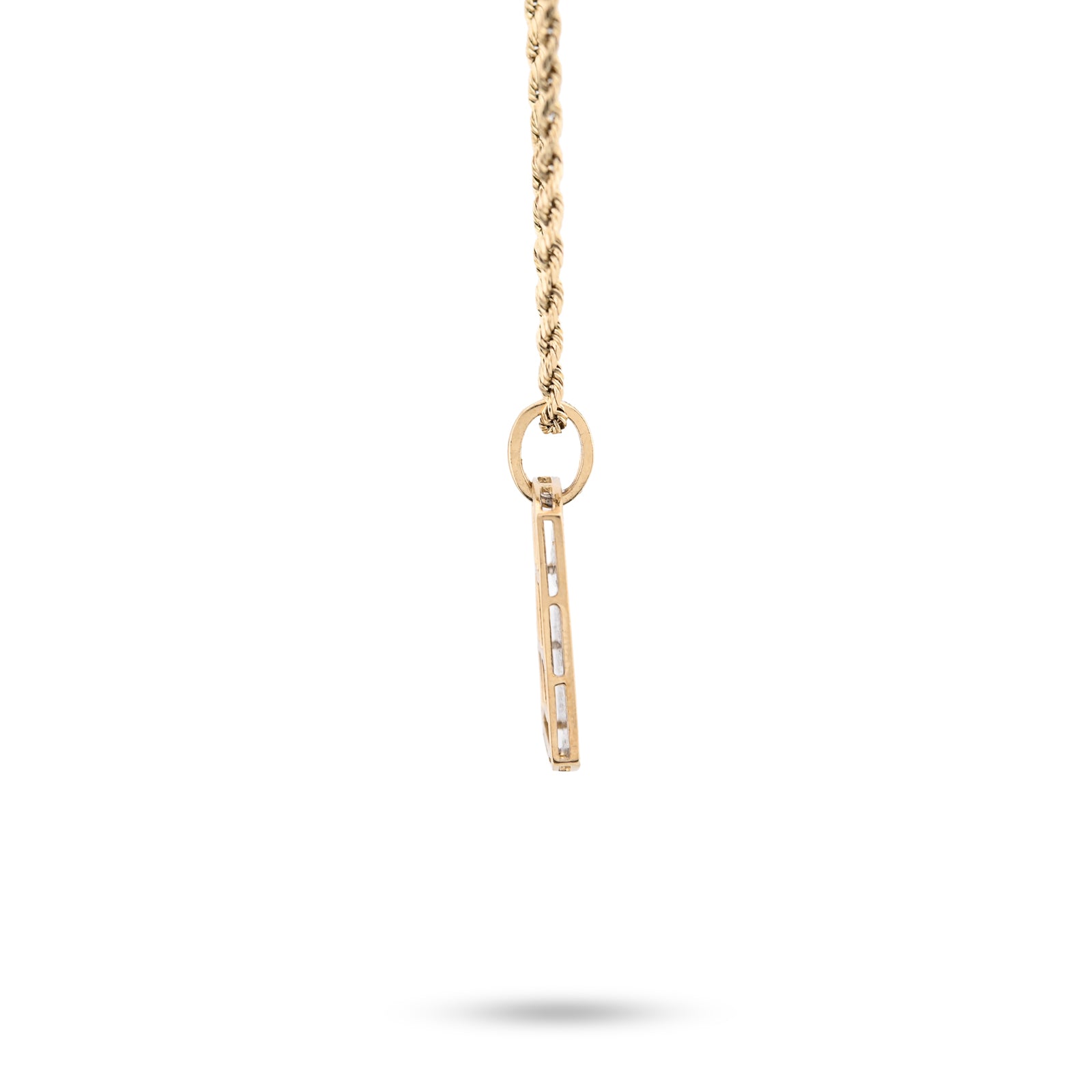 10K Yellow Gold Rectangular 0.65 CT Natural Diamond Charm Men 32.5 MM