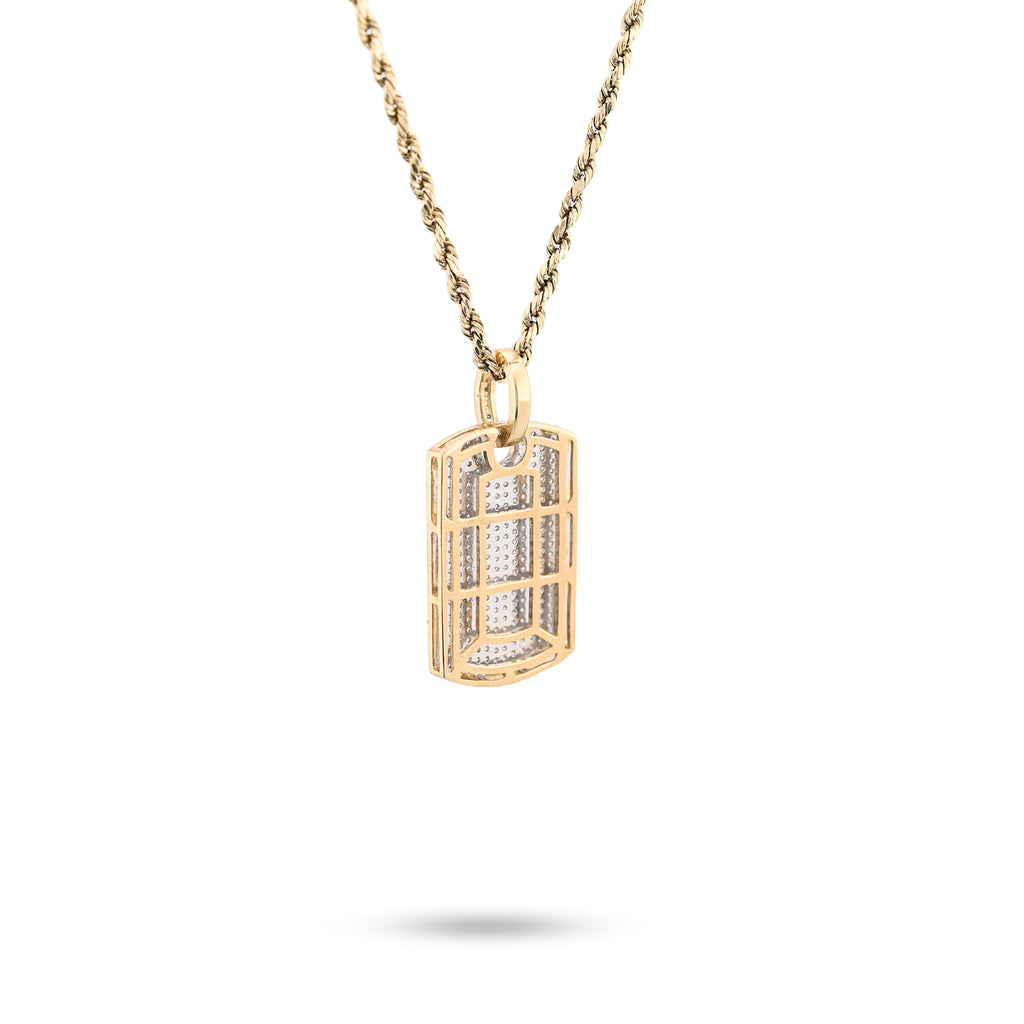 10K Yellow Gold Rectangular 0.65 CT Natural Diamond Charm Men 32.5 MM