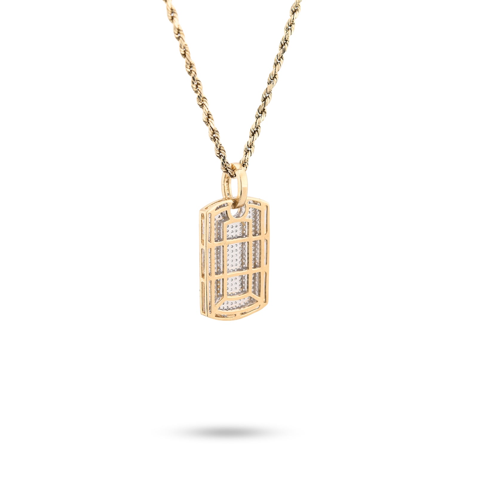10K Yellow Gold Rectangular 0.65 CT Natural Diamond Charm Men 32.5 MM