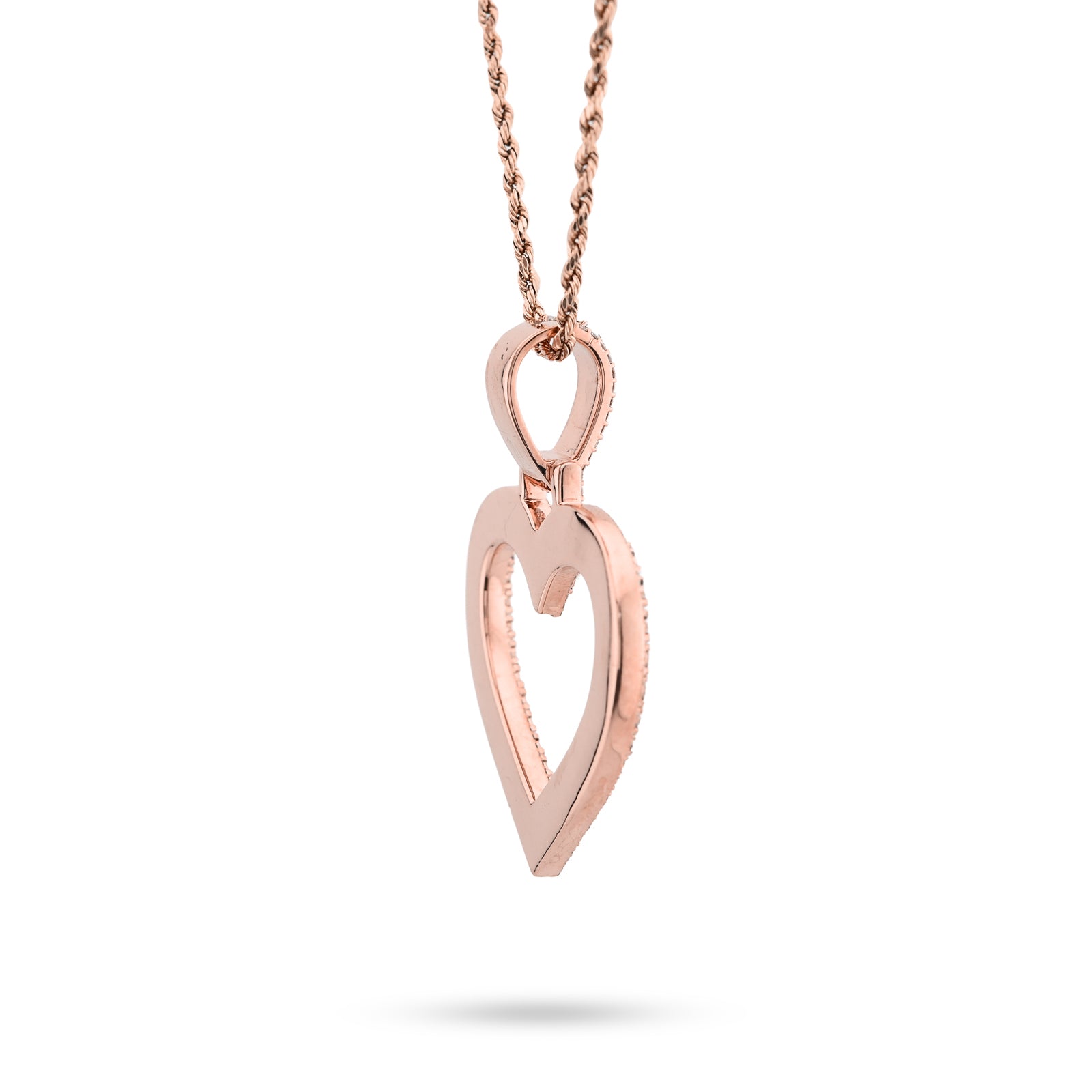 10K Rose Gold 1.5 CT Natural Diamond Heart Shape Pendant Illusion 54.7 MM Women Charm 19.8 g