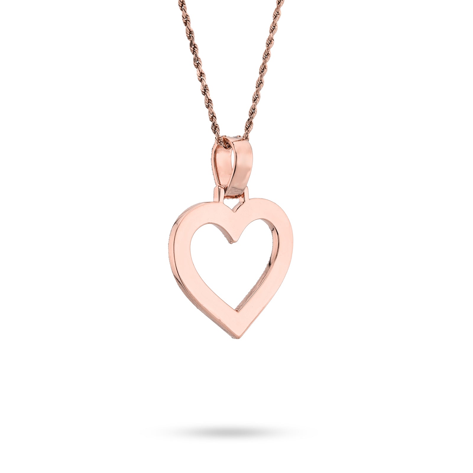 10K Rose Gold 1.5 CT Natural Diamond Heart Shape Pendant Illusion 54.7 MM Women Charm 19.8 g
