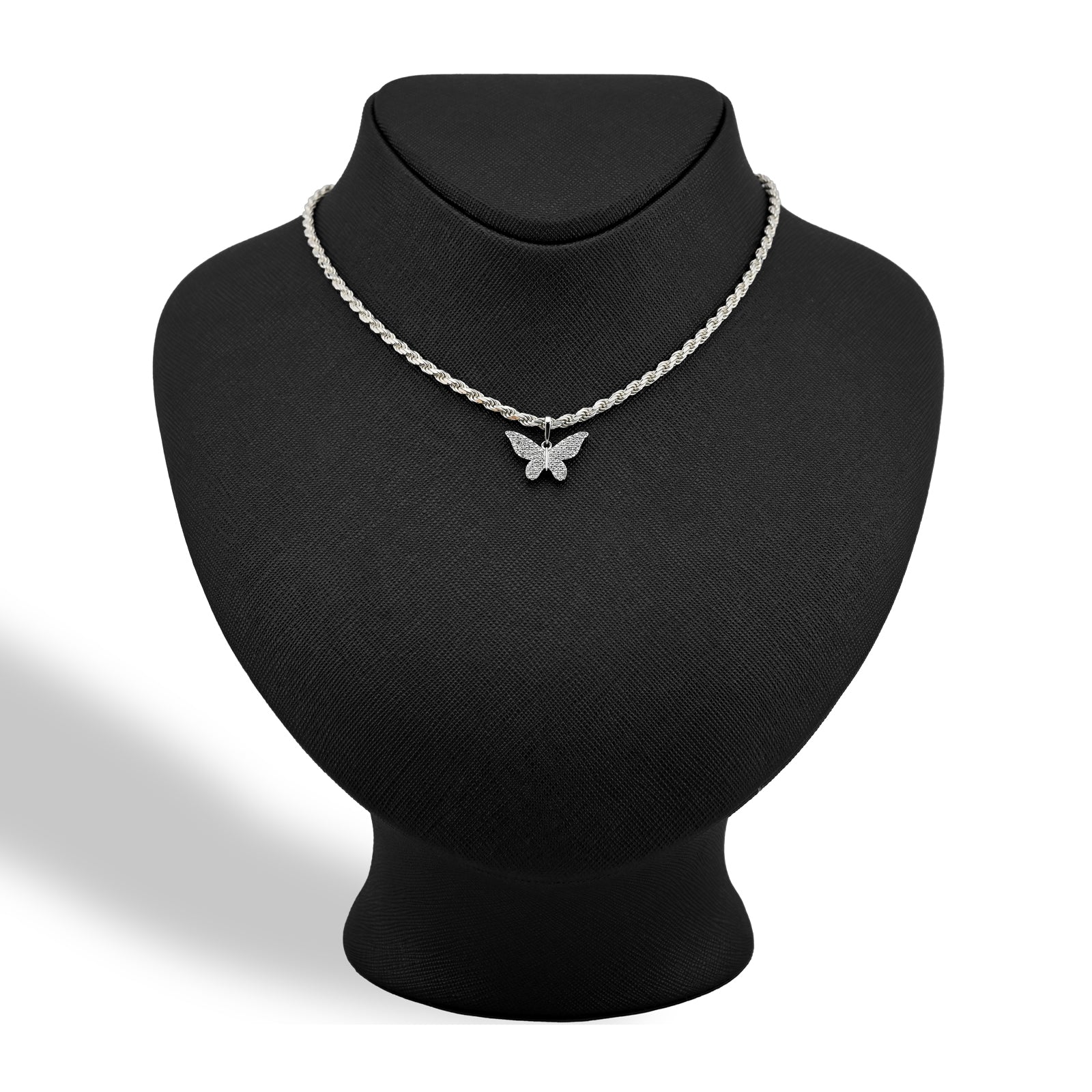 10K White Gold 0.26CT Natural Diamond Butterfly pendant Women Charm