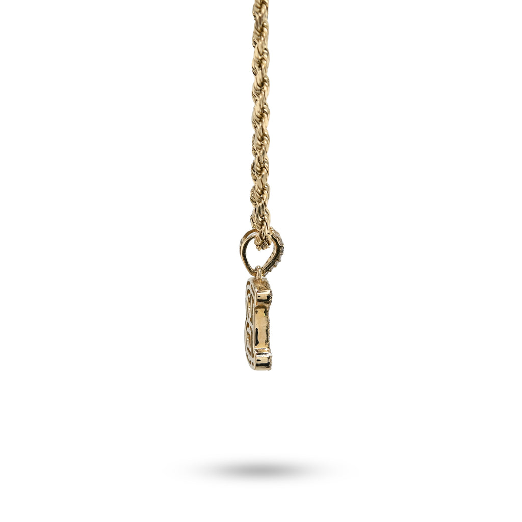 10K Yellow Gold 3/8 CTW Natural Diamond "B" Initial Pendant Round/Baguette Diamond Charm