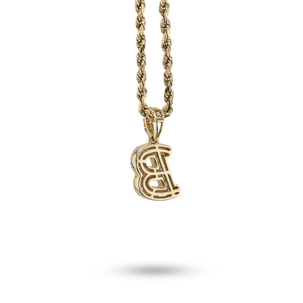 10K Yellow Gold 3/8 CTW Natural Diamond "B" Initial Pendant Round/Baguette Diamond Charm