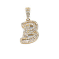 10K Yellow Gold 3/8 CTW Natural Diamond "B" Initial Pendant Round/Baguette Diamond Charm