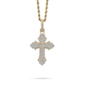 10K Yellow & White Gold 2 Tone 0.90 CT Natural Diamond Religious Cross Pendant Men's Charm
