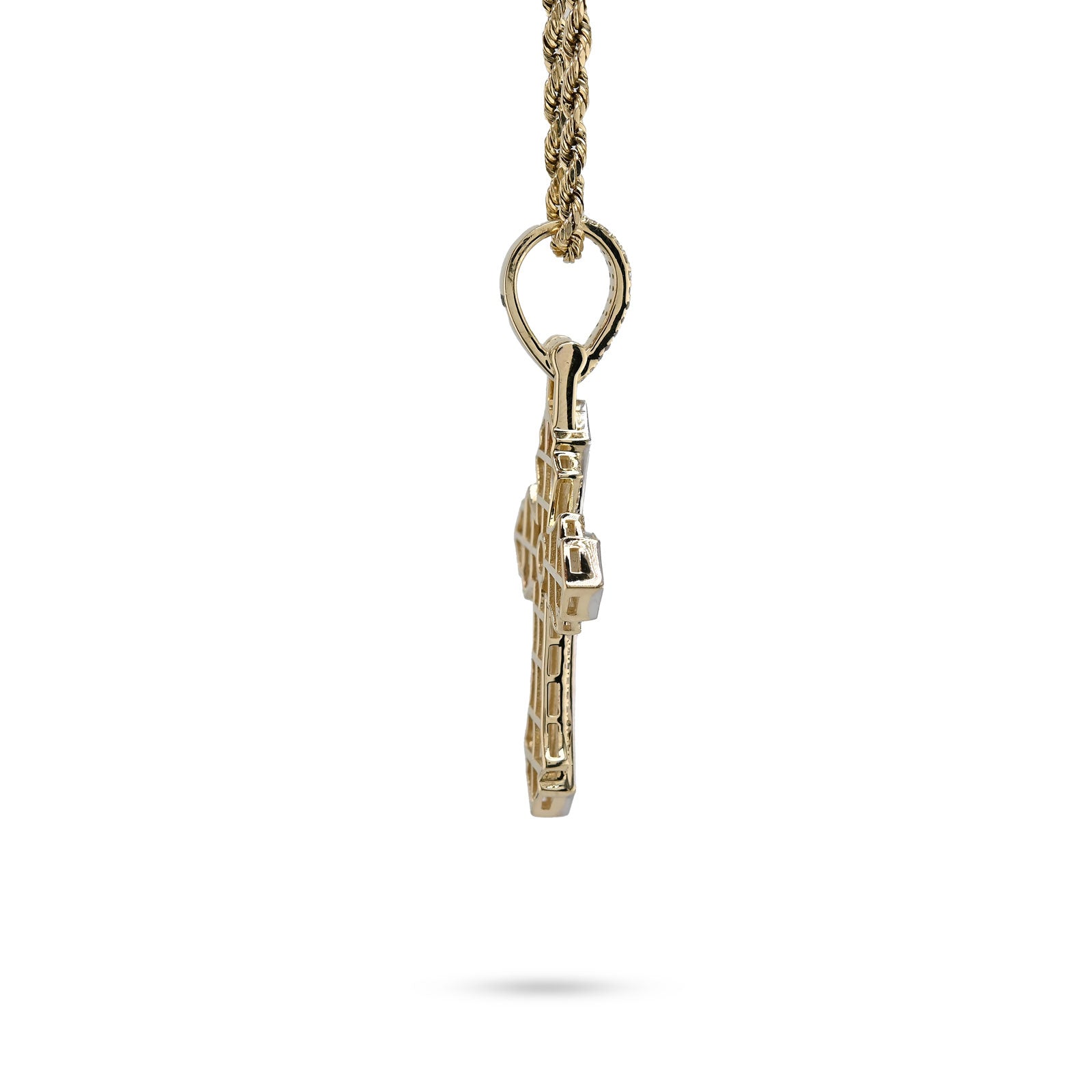 10K Yellow & White Gold 2 Tone 0.90 CT Natural Diamond Religious Cross Pendant Men's Charm