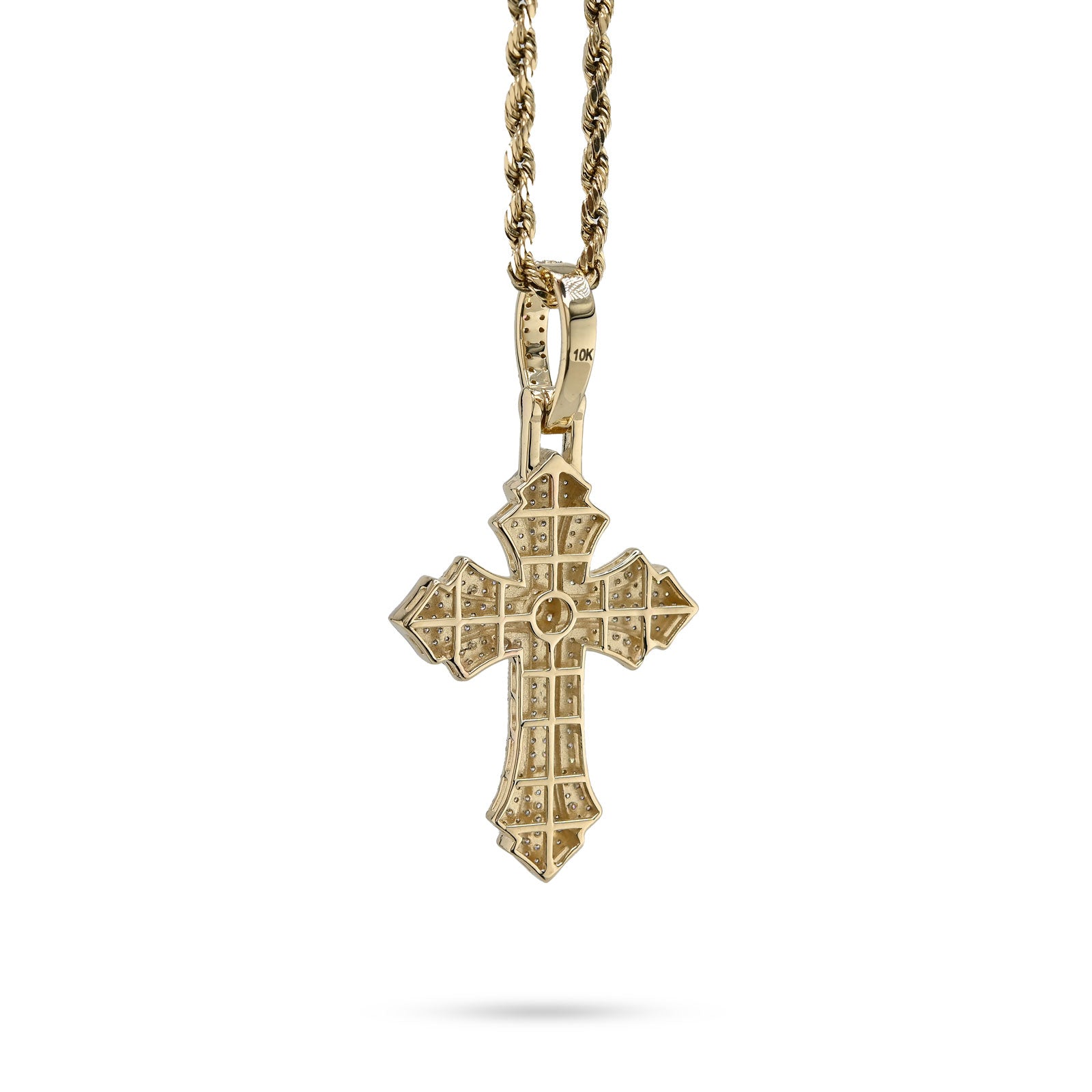 10K Yellow & White Gold 2 Tone 0.90 CT Natural Diamond Religious Cross Pendant Men's Charm