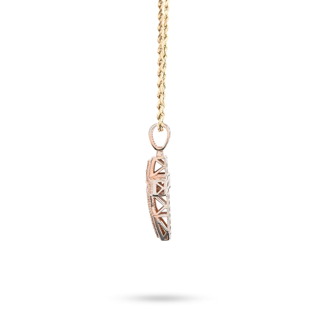 10K Rose Gold 2 CT Round & Baguette Natural Diamond Cross Religious Pendant 5.9 g Men Charm