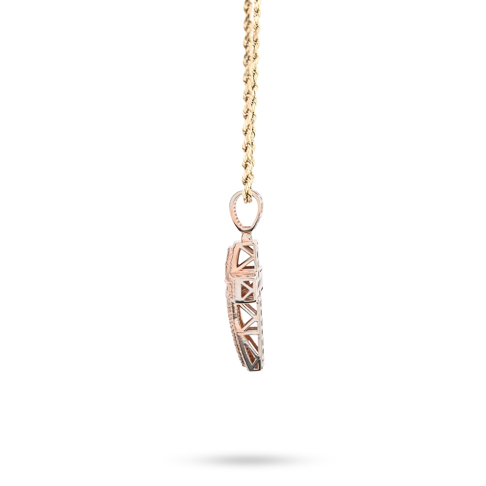 10K Rose Gold 2 CT Round & Baguette Natural Diamond Cross Religious Pendant 5.9 g Men Charm