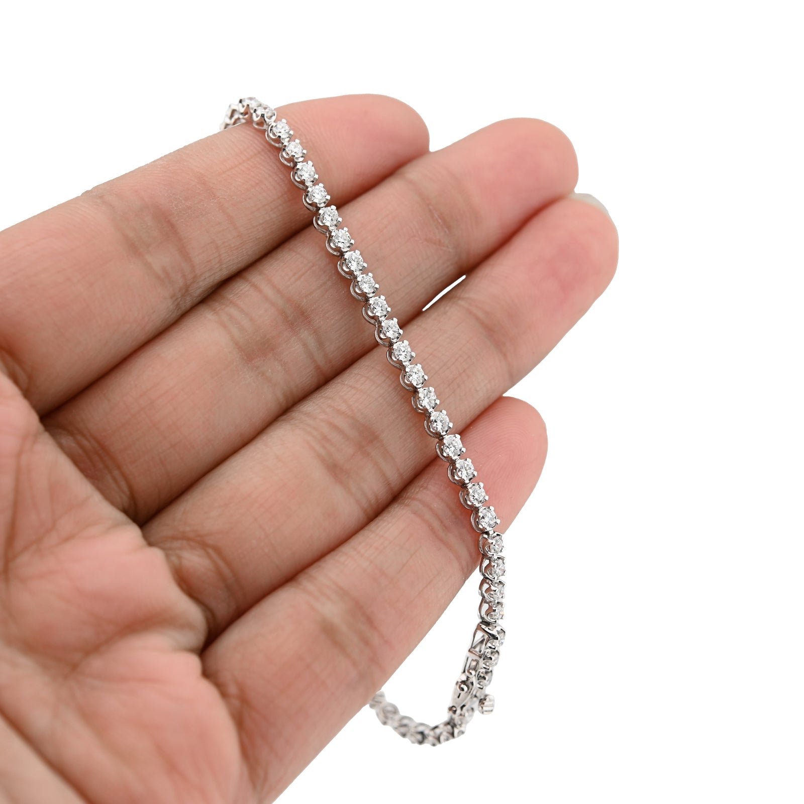 925 Silver 2 CTW Lab Diamond Bracelet 7" Men Women