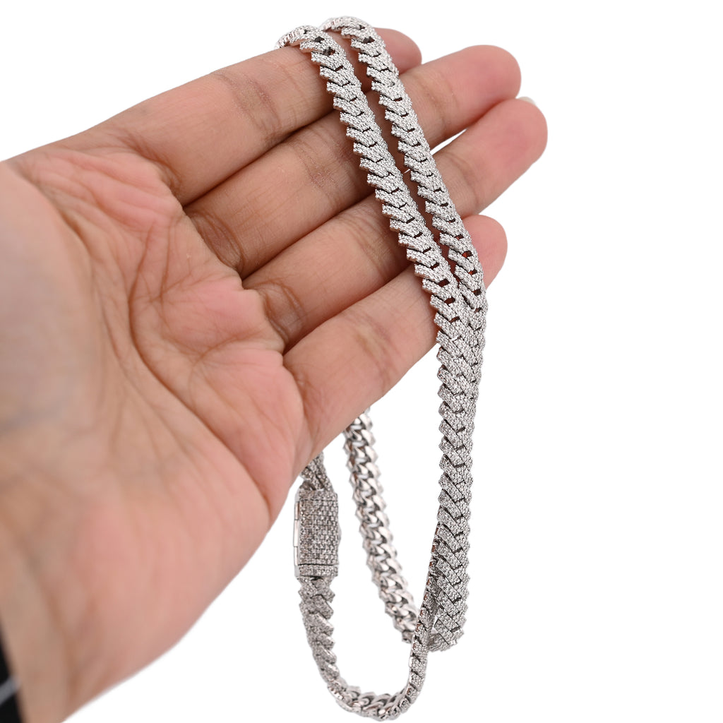 925 Snake Cuban Link 6MM Chain 7.5CT Natural Diamond 21" Men Women Necklace