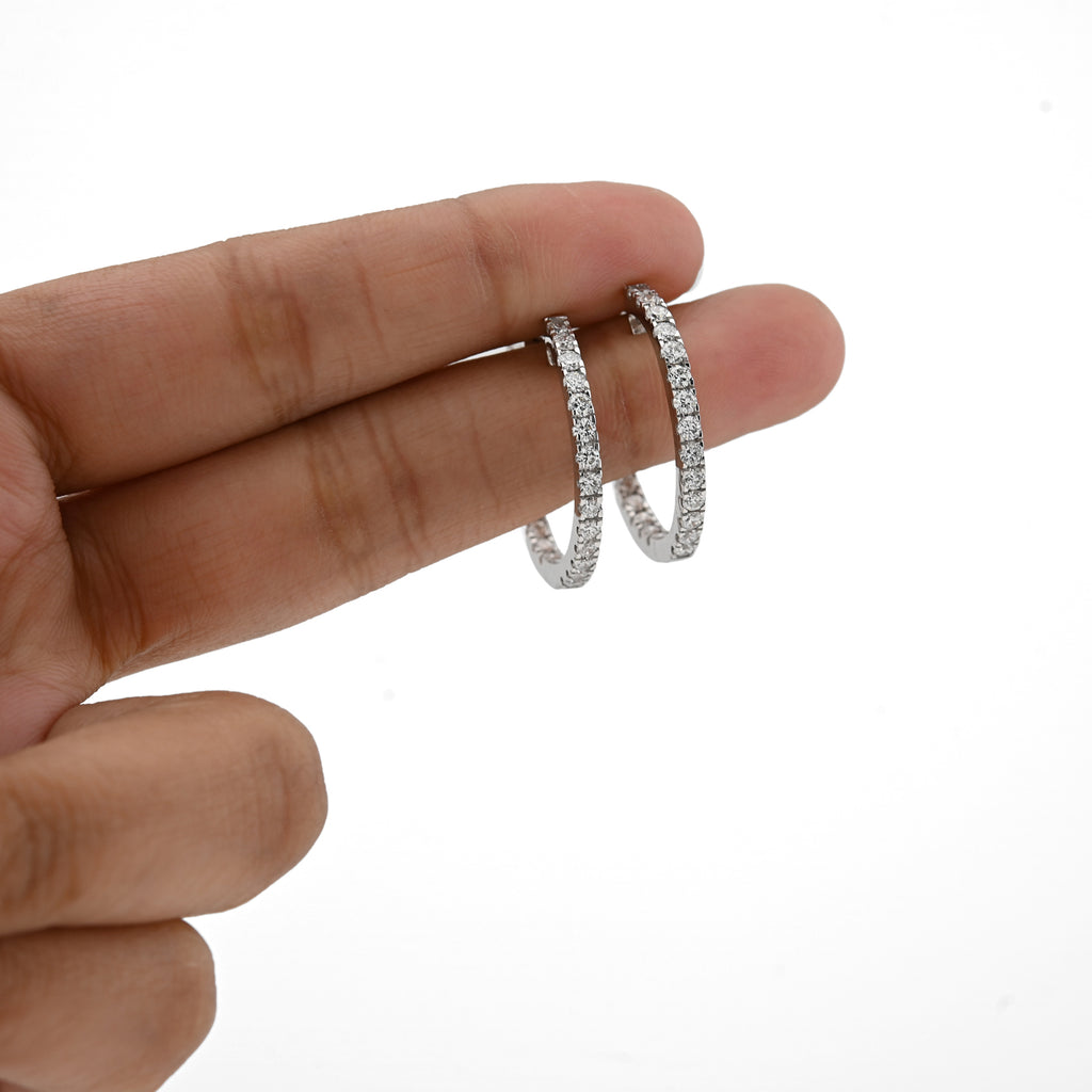 925 Silver 2 CT Lab Diamond Hoop Earring Women Studs