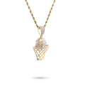 10K Yellow Gold 0.20 CT Natural Diamond Basketball & Net Charm 34.4 MM Men Pendant