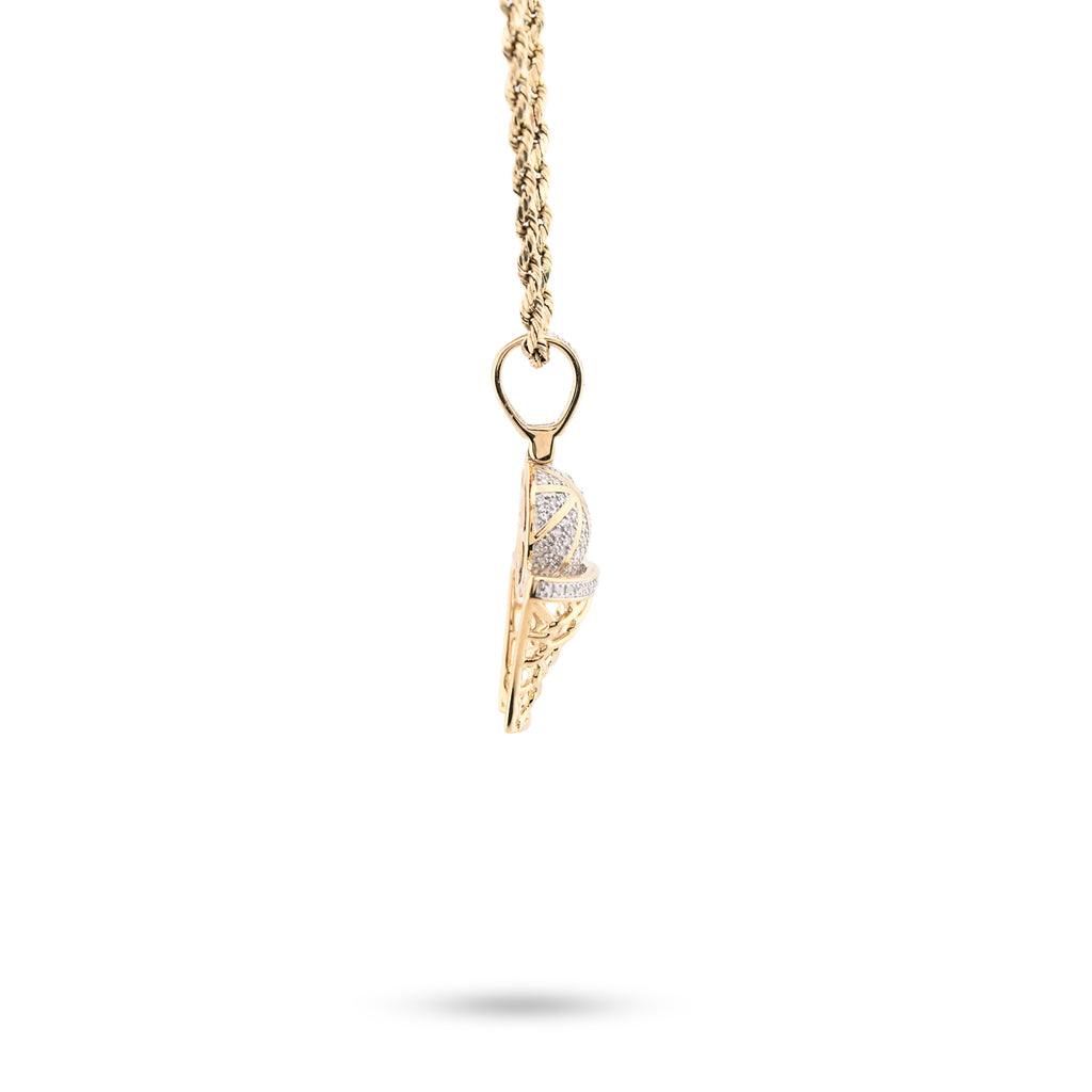 10K Yellow Gold 0.20 CT Natural Diamond Basketball & Net Charm 34.4 MM Men Pendant