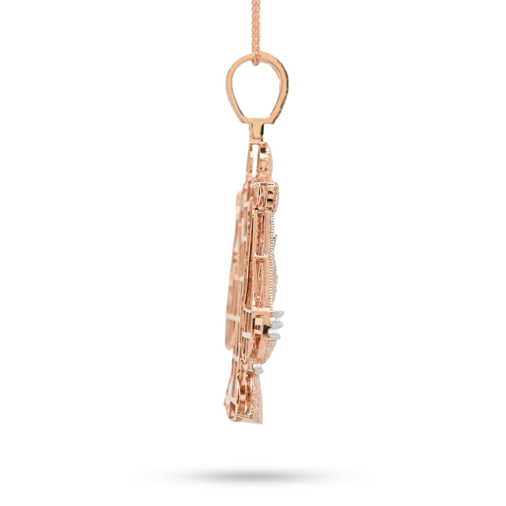 10K Rose Gold 5.17 CT Natural Diamond Libra Scale Pendant Men's Charm