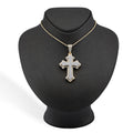10K Yellow & White Gold 5 CT Natural Diamond Religious Cross Pendant Men Women Charm