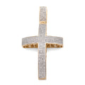 10K Yellow Gold 1.45 CT Natural Diamond Religious Cross Pendant Men Charm