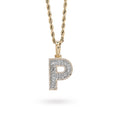 10K Yellow Gold 0,5 CT Natural Diamond "P" Initial Pendant Alphabet Men Women Charm