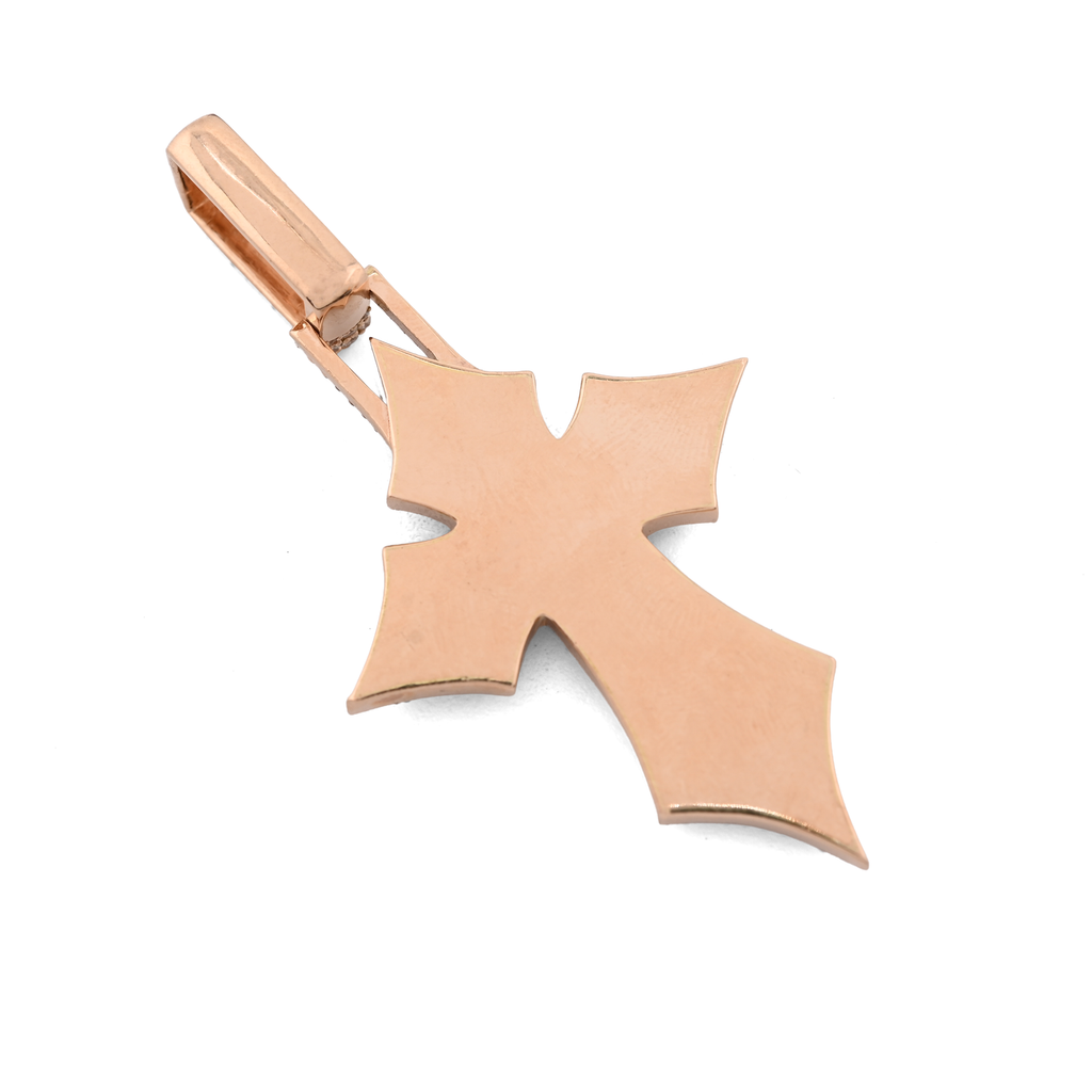 14K Rose Gold 4.27 CT Natural Diamond Religious Cross Pendant 23.1 g Men's Charm