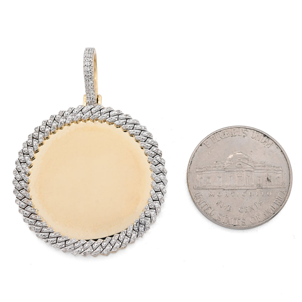 10K Yellow Gold 0.25 CT Natural Diamond Memory Picture Pendant Men Women Charm
