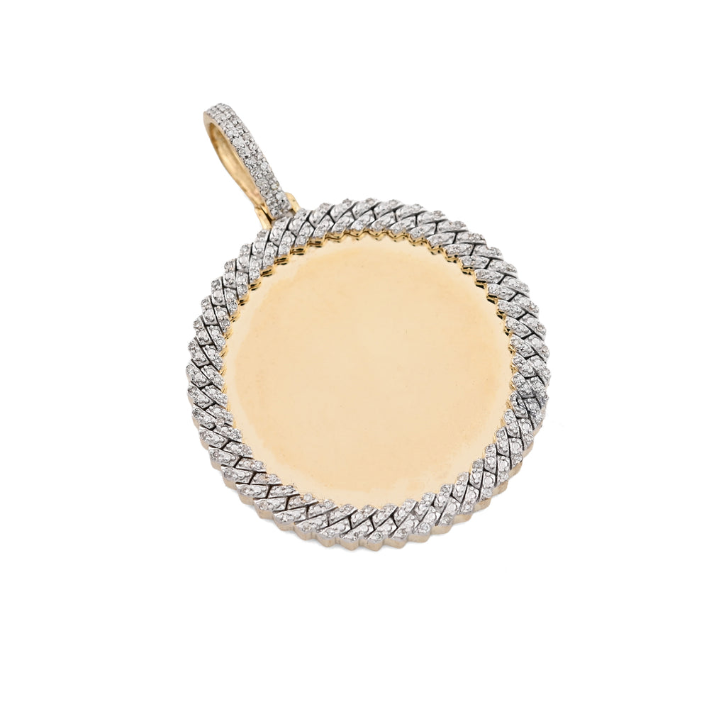 10K Yellow Gold 0.25 CT Natural Diamond Memory Picture Pendant Men Women Charm
